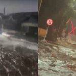 Enxurrada deixa carros 'ilhados' em vias de Maringá; VÍDEOS