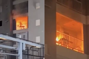 Mãe atravessa chamas para salvar filhos em incêndio no Paraná