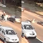 Moto atropela pai com bebê de colo e foge em Curitiba: VÍDEO