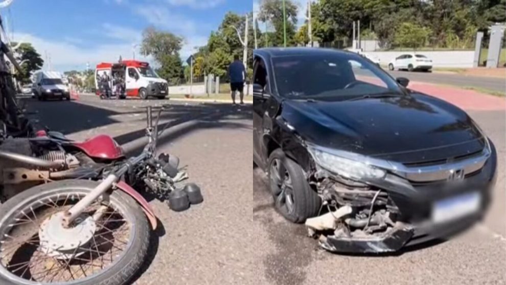 Motociclista de 59 anos que transportava mandioca fica em estado grave após colisão na Avenida Carlos Borges, em Maringá