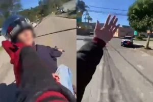 Dupla em motocicleta provoca Guarda Municipal, cai durante perseguição e acaba presa