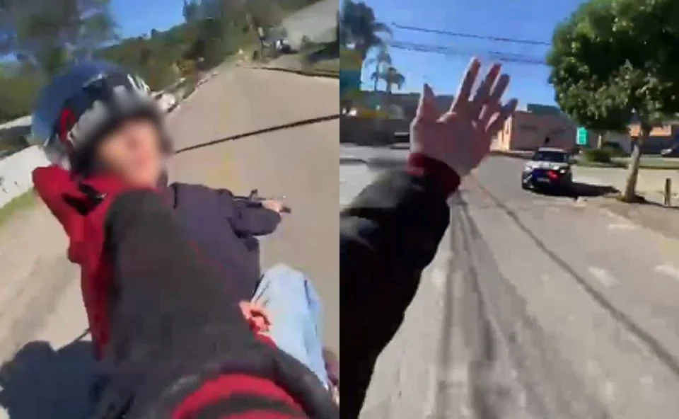 Dupla em motocicleta provoca Guarda Municipal, cai durante perseguição e acaba presa
