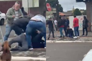 Pancadaria começa na rua e acaba no batalhão da polícia: vídeo