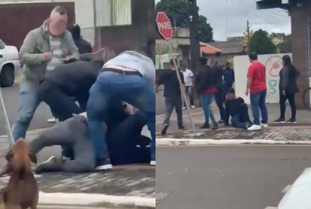 Pancadaria começa na rua e acaba no batalhão da polícia: vídeo