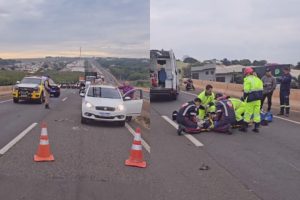 Motociclista é socorrido em estado grave após acidente no Contorno Norte de Maringá