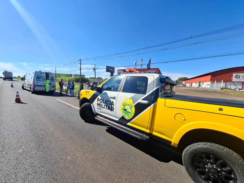 Motociclista fica ferida após colisão em trecho com obras na PR-317, em Maringá