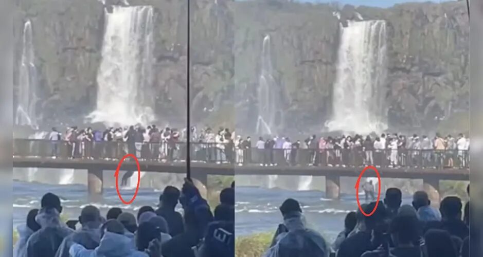 Turista pula nas águas das Cataratas do Iguaçu para recuperar celular; veja vídeo