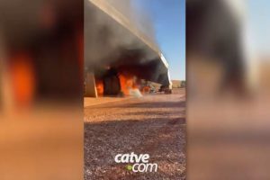 Barracão com diesel fica destruído após incêndio no Paraná