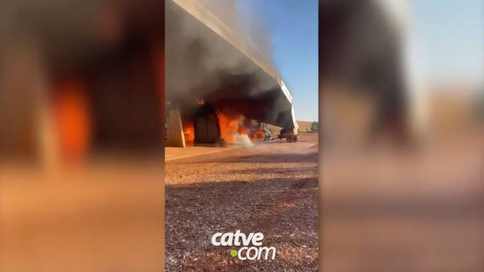 Barracão com diesel fica destruído após incêndio no Paraná