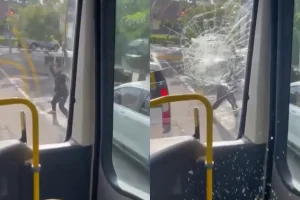 Homem joga tijolo em ônibus após tentar embarcar sem pagar