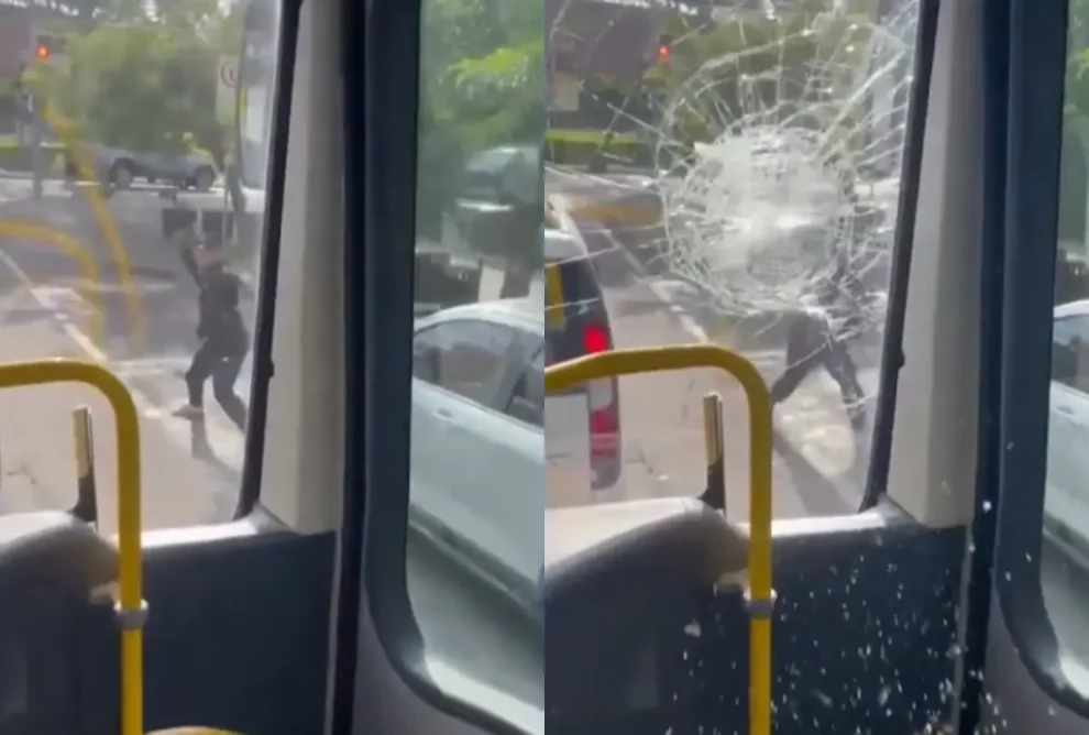 Homem joga tijolo em ônibus após tentar embarcar sem pagar