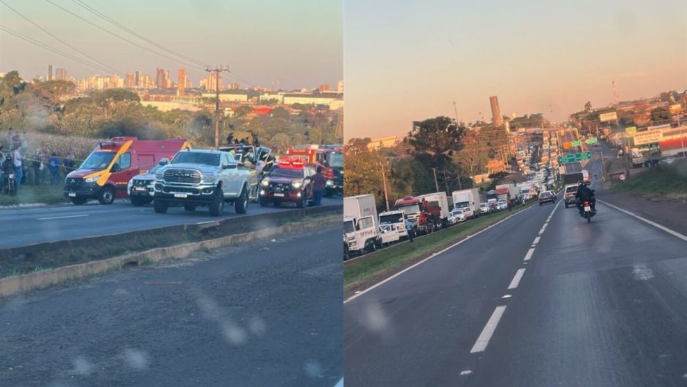Motorista fica preso às ferragens após bater violentamente contra traseira de caminhão na BR-376, em Maringá; vídeo