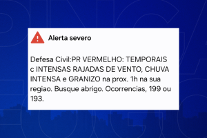 Defesa Civil emite alerta para risco muito alto de tempestade na região de Maringá