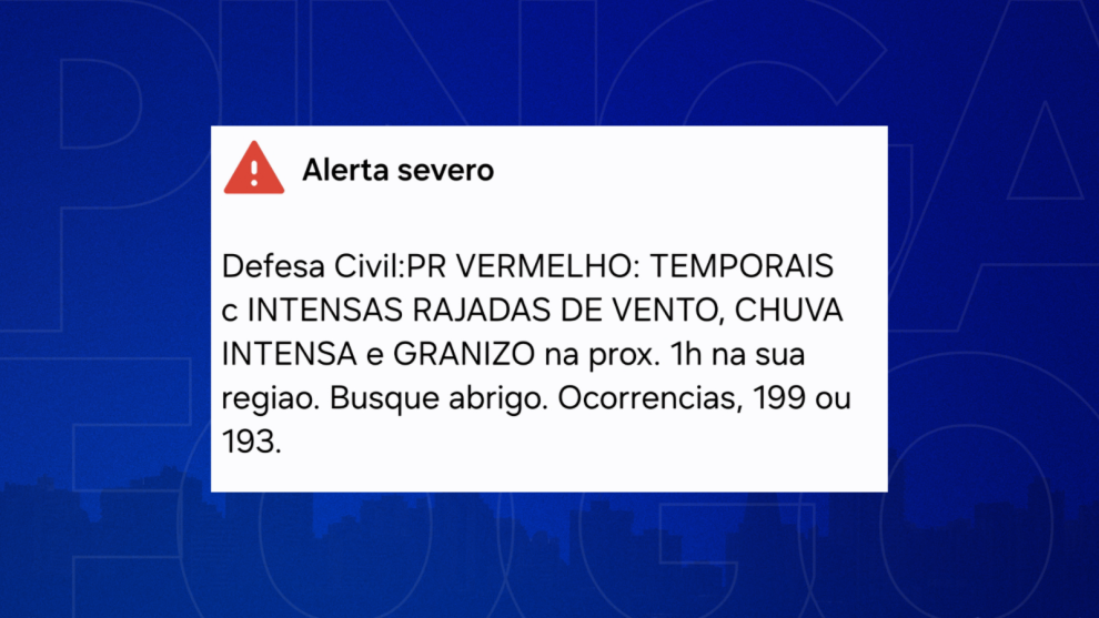 Defesa Civil emite alerta para risco muito alto de tempestade na região de Maringá