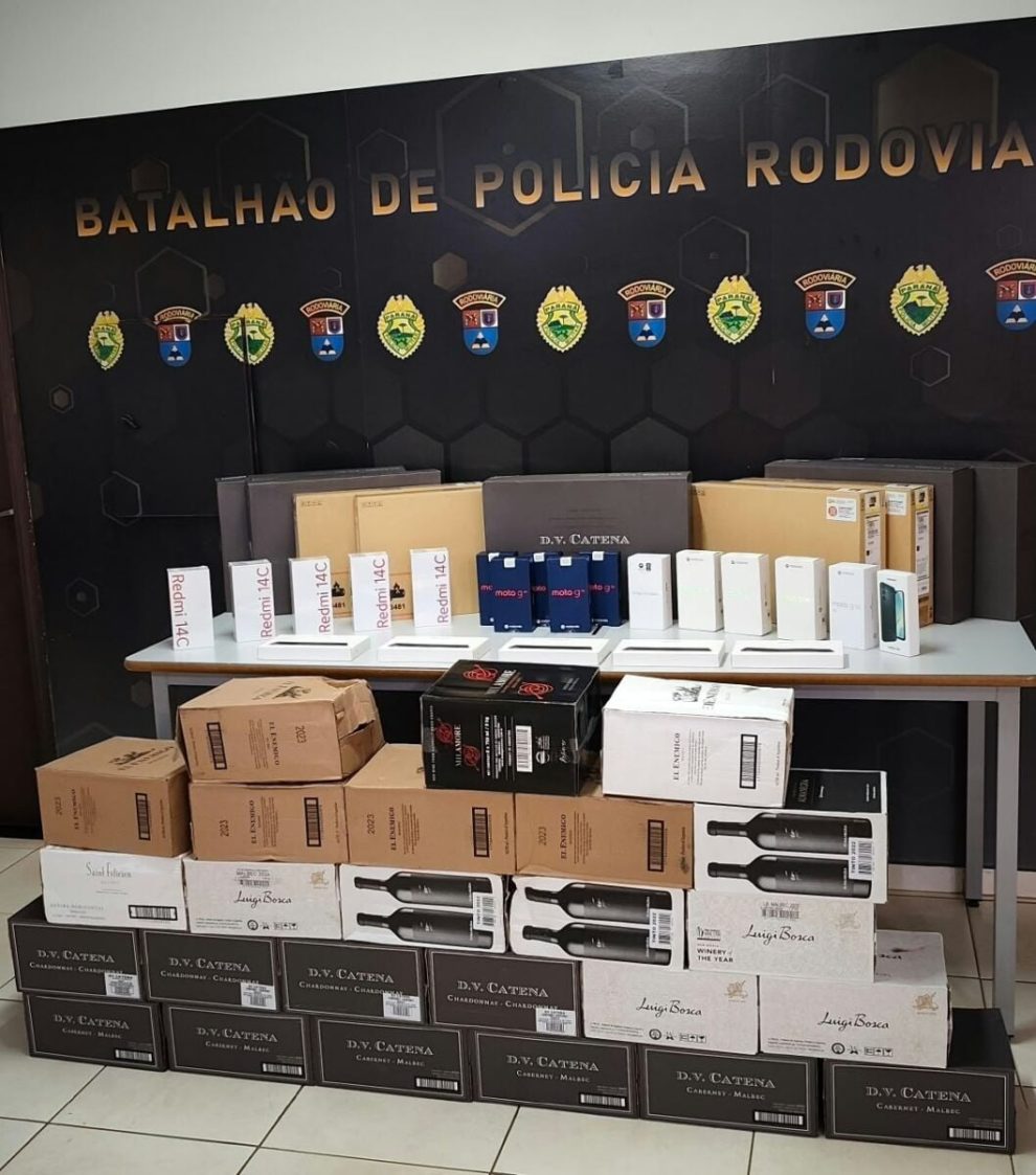 Carga de produtos importados sem nota fiscal é apreendida pela Polícia Rodoviária em Maringá
