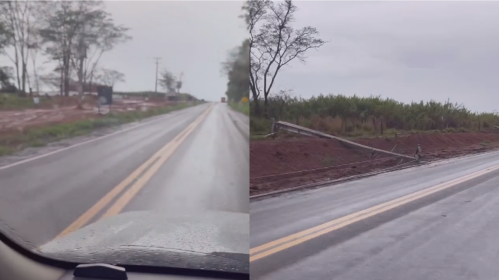 Temporal derruba diversos postes na região e imagens impressionam; veja o vídeo